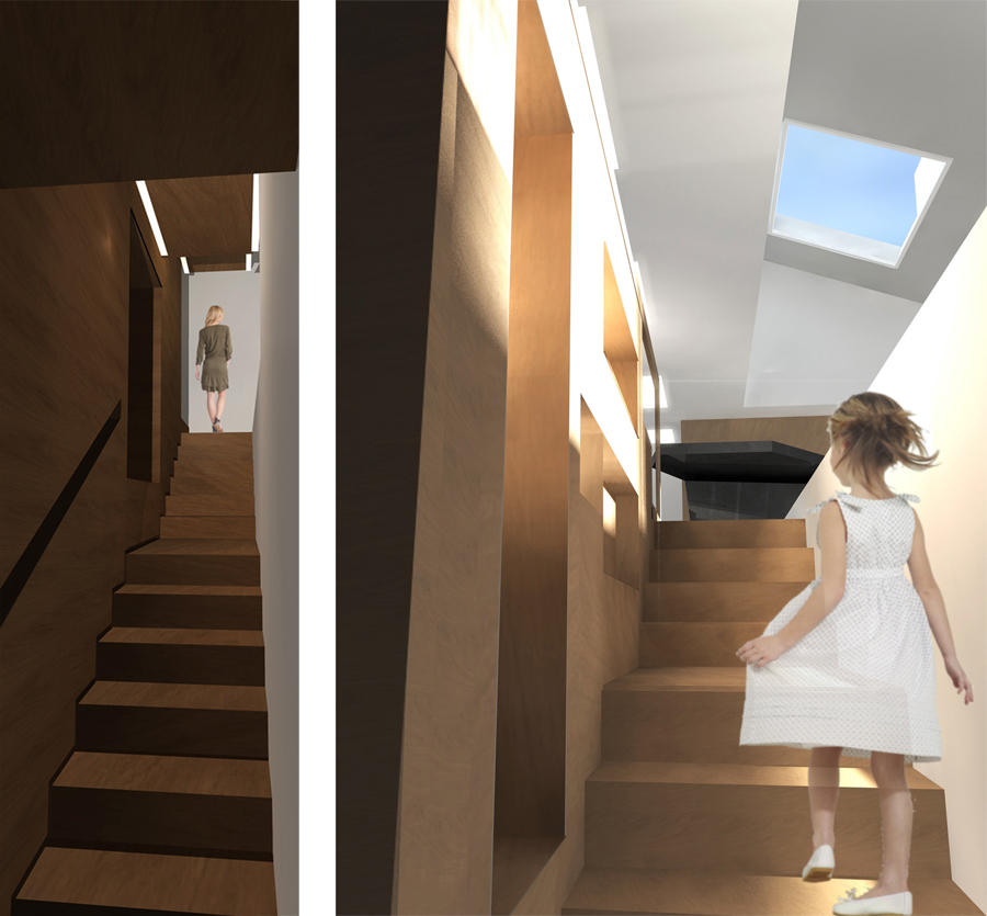 intérieur d'un escalier dans un projet d'architecture intérieure à Lyon