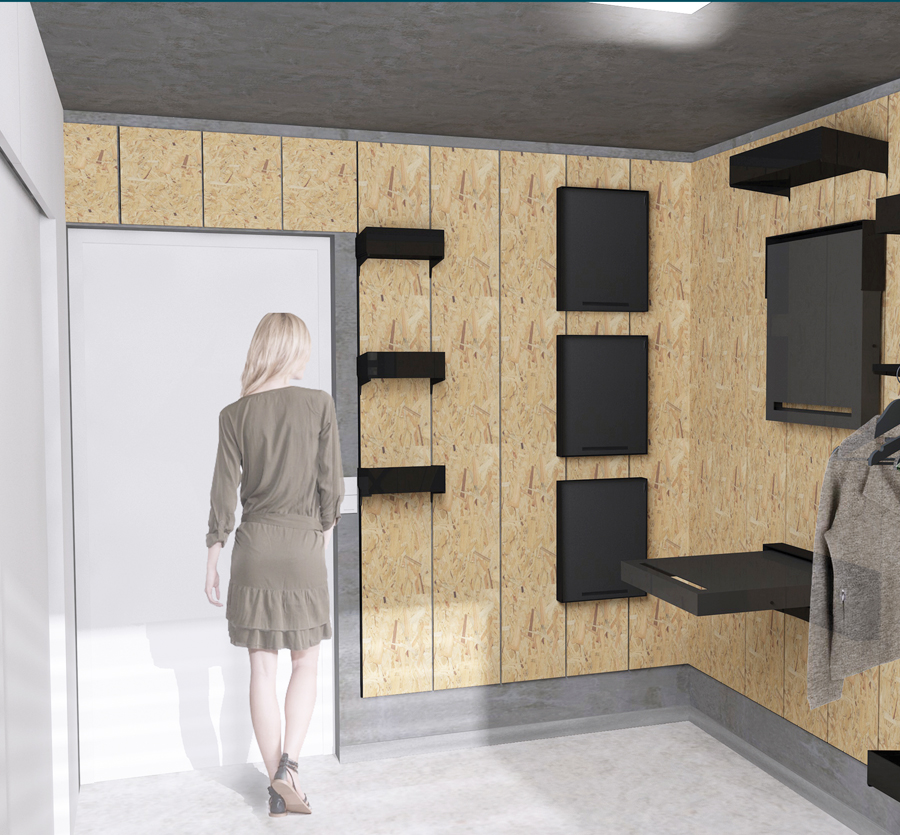 Visuel 3D d'une chambre étudiante optimisé par une architecte d'intérieure, à Lyon