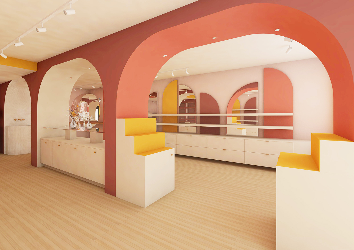 noesis-annecy-perspective-magasin Perspective 3d montrant l'espace de la boutique depuis l'entrée